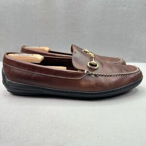 Peter Millar Kiely Mens Size 11 Driving Moccasin Walnut Brown Leather Metal Bit